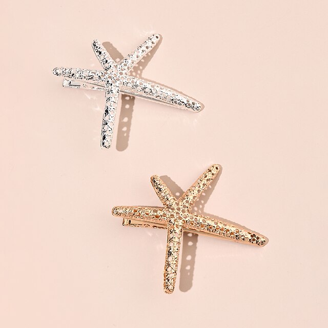 Shoes & Bags Fashion Accessories | 2pcs Womens Hair Clip For Party Evening Gift Holiday Starfish Glitter Alloy Mixed Color - KN9