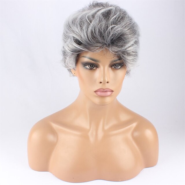 Beauty & Hair Wigs & Hair Pieces | Womens Cosplay Wig Short Curly Synthetic Hair Silver Gray - AN52129