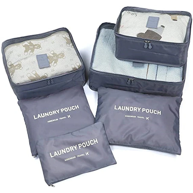 Compression Travel Packing Cubes Set for Luggage Storage and Backpack Organizer Space Savers, 6PCS Travel Storage Bag Set, Suitcase Packing Organizers for Clothes, Laundry Pouches 18