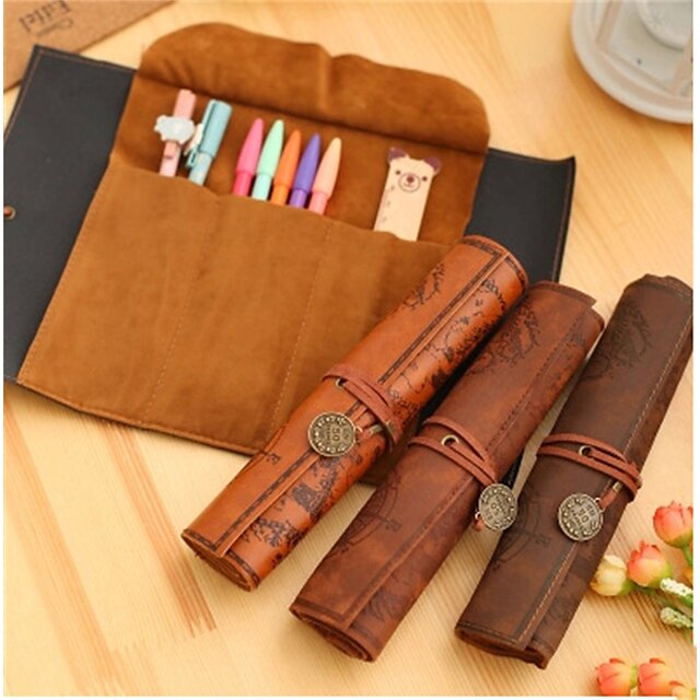 Consumer Electronics Stationery | Pencil Case Pen Pouch Marker Bag Waterproof Slim Wear-Resistant PU Leather for School Office B