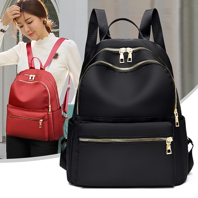  School Backpack Bookbag Solid for Student Women Multi-function Water Resistant Wear-Resistant Oxford Cloth School Bag Back Pack Satchel 18 inch