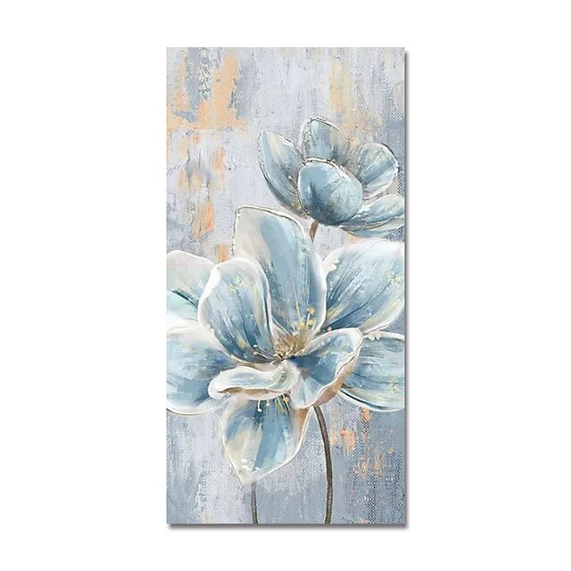 Home & Garden Wall Art | Oil Painting Hand Painted Vertical Abstract Floral / Botanical Modern Stretched Canvas - UE95418