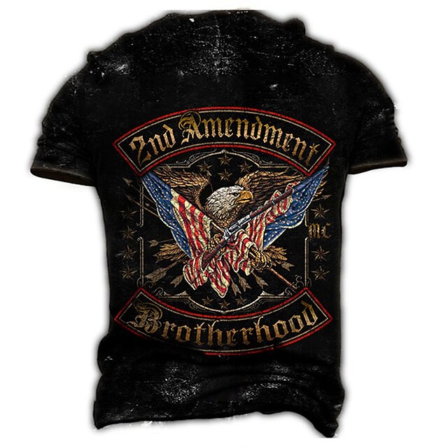 Mens Clothing Mens Tees & Tank Tops | Mens Unisex T shirt 3D Print Graphic Prints Eagle National Flag Crew Neck Street Daily Pri