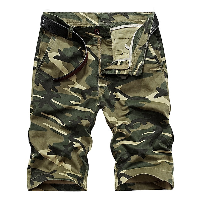 Mens Clothing Mens Bottoms | Mens Casual Sports Shorts Beach Shorts Multiple Pockets Calf-Length Pants Inelastic Camouflage Soli