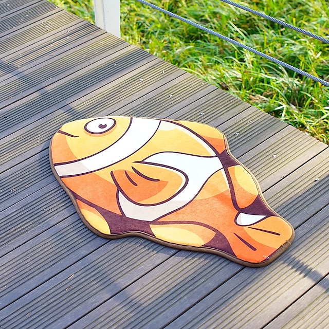 Home & Garden Bath Accessories | Cartoon Fish Stepping On Foot Mats Living Room Entrance Anti-slip Mats Door Vacuuming Mats Porc