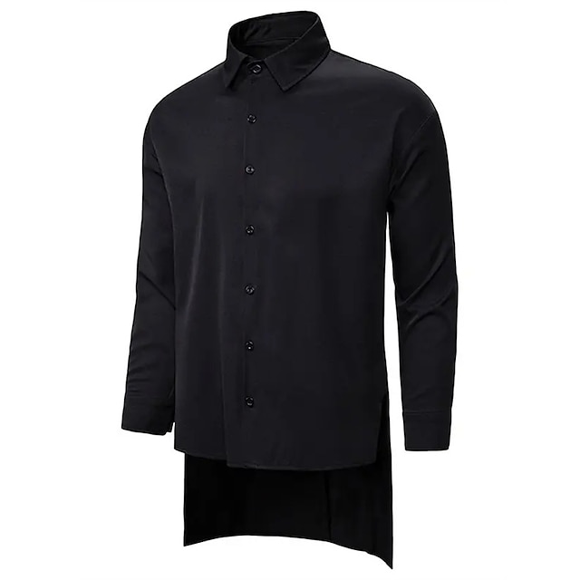 Mens Clothing Mens Shirts | Mens Shirt Solid Color Turndown Street Casual Button-Down Long Sleeve Tops Casual Fashion Breathable