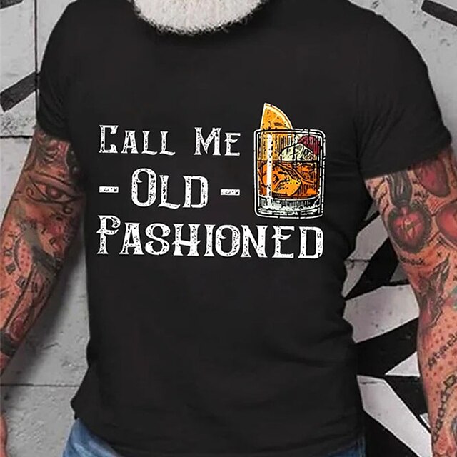 Mens Clothing Mens Tees & Tank Tops | Mens T shirt Hot Stamping Graphic Beer Letter Crew Neck Street Casual Print Short Sleeve T