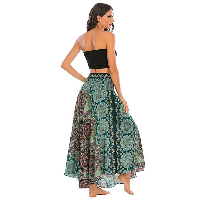 Womens Clothing Womens Bottoms | Womens Fashion Swing Skirts Holiday Vacation Graphic Print Green Blue Pink One-Size / Maxi / Lo