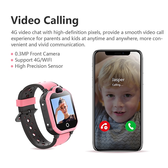  696 LT05 Smart Watch 1.4 inch Kids Smartwatch Phone 4G Pedometer Alarm Clock Calendar Compatible with Android iOS Kid's GPS Hands-Free Calls with Camera IP 67 31mm Watch Case