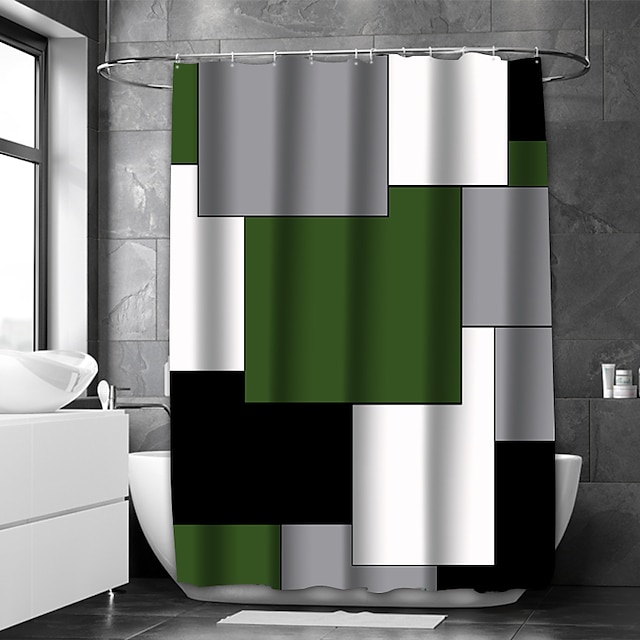  geometrisk badrumsgardin utsikt över bergen duschdraperi avslappnad polyester ny design