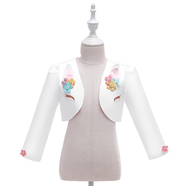 Baby & Kids Girls Clothing | Kids Girls Coat Long Sleeve White Pink Floral Unicorn Embroidered Spring Summer Cute Party 3-12 Yea