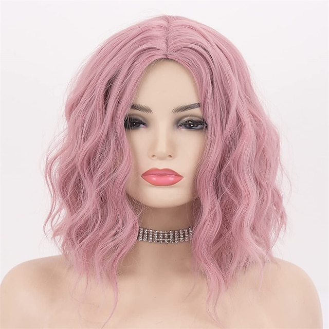 Pink Wigs for Women Loose Curly Synthetic Wigs Baby Pink Hair Wigs for