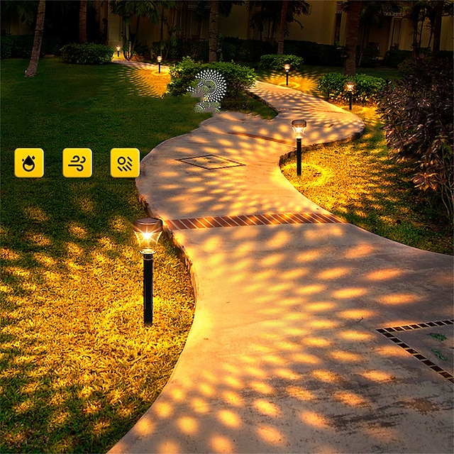  2/6 יחידות אורות מסלול גן סולארי חיצוני led מנורת דשא rgb צבע לבן חם לעיצוב גן תאורת נוף