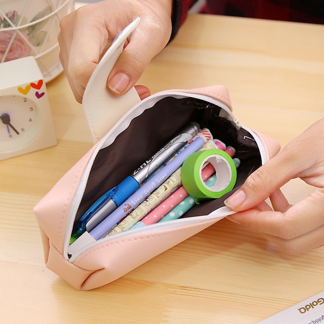 Consumer Electronics Stationery | Pencil Case Pen Pouch Marker Bag Waterproof Slim Wear-Resistant PU Leather for School Office B