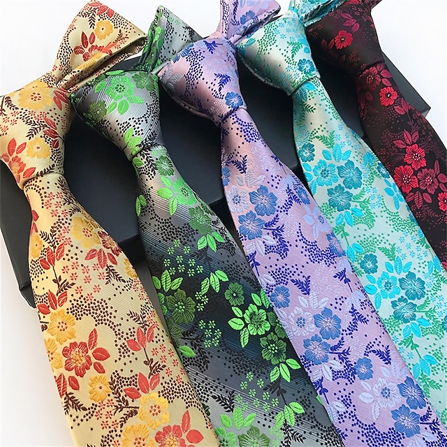  Men's Ties Neckties Work / Wedding / Gentleman Jacquard / Fashion / Print Floral Formal Business