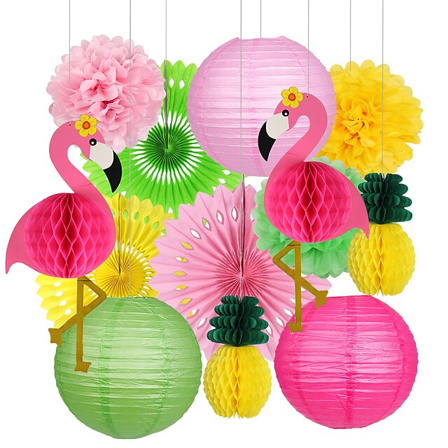 Tropical Luau Party Decoration Pack Hawaiian Beach Theme Party Favors Luau Party Supplies Including Flamingo, Pineapple Décors2