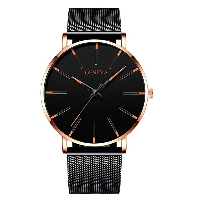 Geneva Quartz Watch for Men Minimalist Ultra Thin Stainless Steel Watch ...