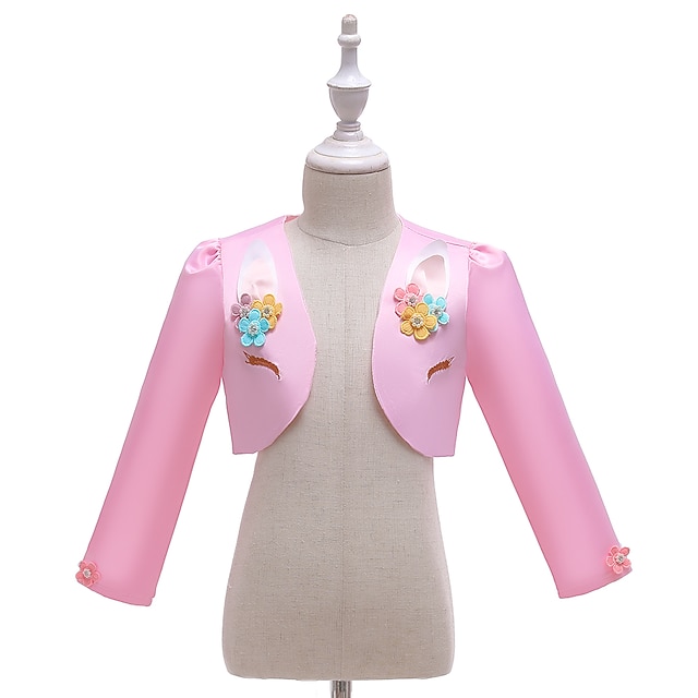 Baby & Kids Girls Clothing | Kids Girls Coat Long Sleeve White Pink Floral Unicorn Embroidered Spring Summer Cute Party 3-12 Yea