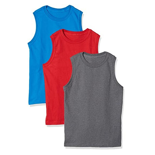 Baby & Kids Boys Clothing | Kids Boys Tank Sleeveless Solid Color Crewneck Multicolor Children Tops Spring Summer Active Fashion