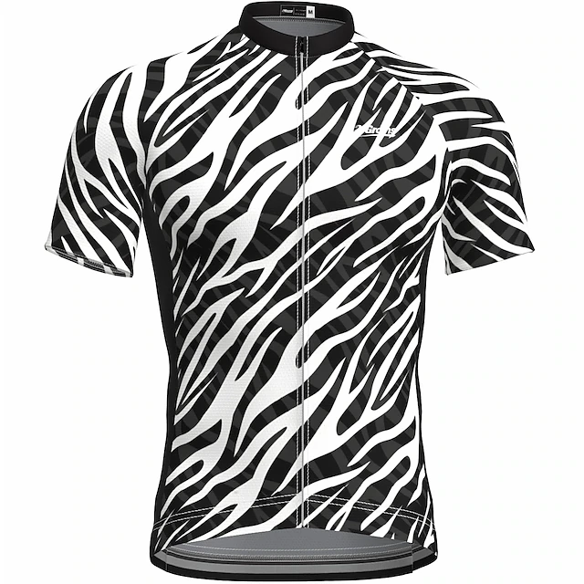 Men's Cycling Jersey Zebra Short Sleeve Bike Jersey Top with 3 Rear Pockets Mountain Bike MTB Road Bike Cycling Quick Dry Reflective Strips Back Pocket Moisture Wicking Sports Red Black White 13