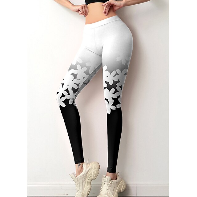  Femme Collants Legging Noir Taille médiale Design Casual Athleisure Fin de semaine Imprimer Elastique Cheville Contrôle du Ventre Dégradé S M L XL XXL / Slim