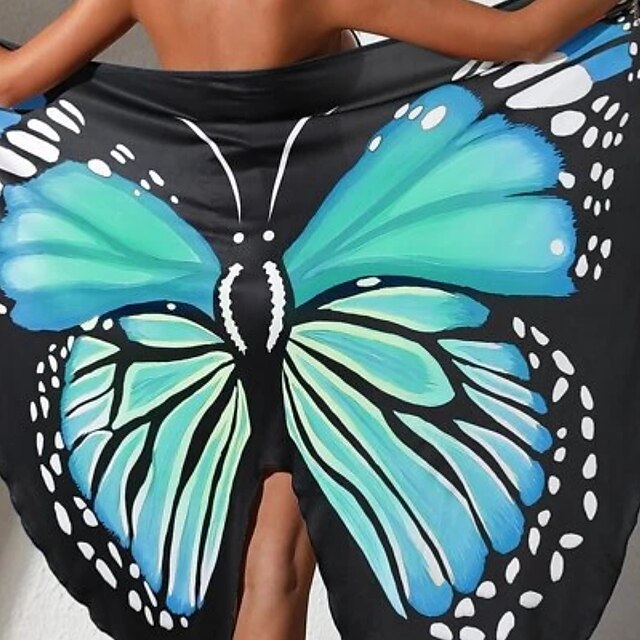 Womens Clothing Womens Swimwear | Womens Swimwear Beach Towel Normal Swimsuit High Waisted Butterfly Black Padded Bathing Suits 