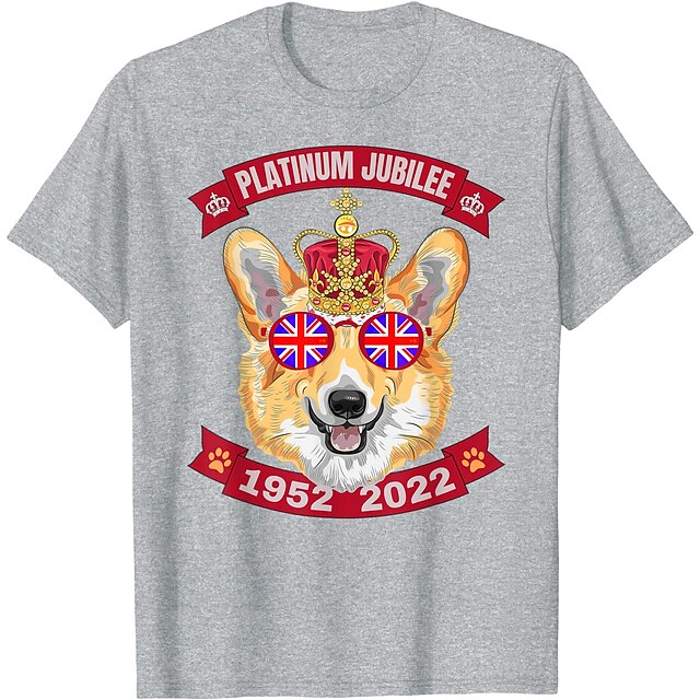 Toys & Hobbies Cosplay & Costumes | Inspired by Queens Platinum Jubilee 2022 Elizabeth 70 Years British Corgi T-shirt 100% Polye