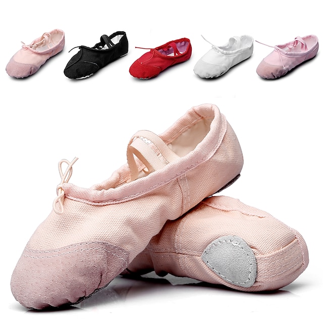  Fete Pantofi de Balet Pantofi de Dans Interior Josi Floare de satin Toc Drept Bandă elastică Care alunecă Pentru copii Alb Negru Roz