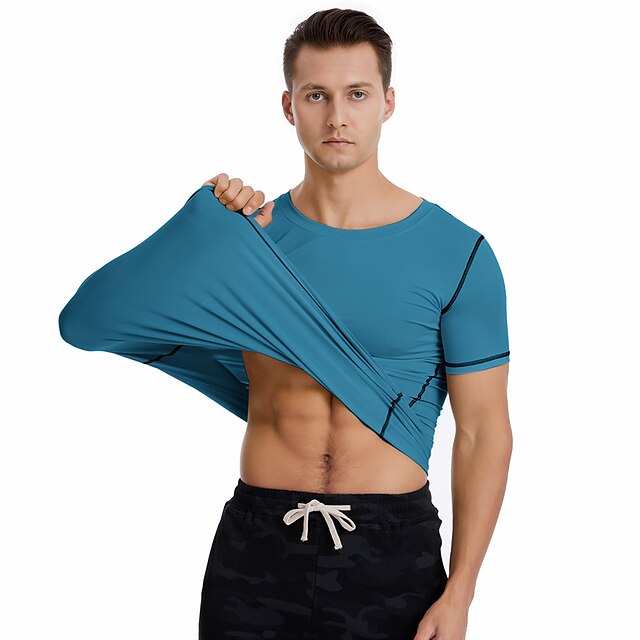 Sports & Outdoors Running, Jogging & Walking | Mens Crew Neck Yoga Top Solid Color Green White Yoga Fitness Gym Workout Tee Tshi