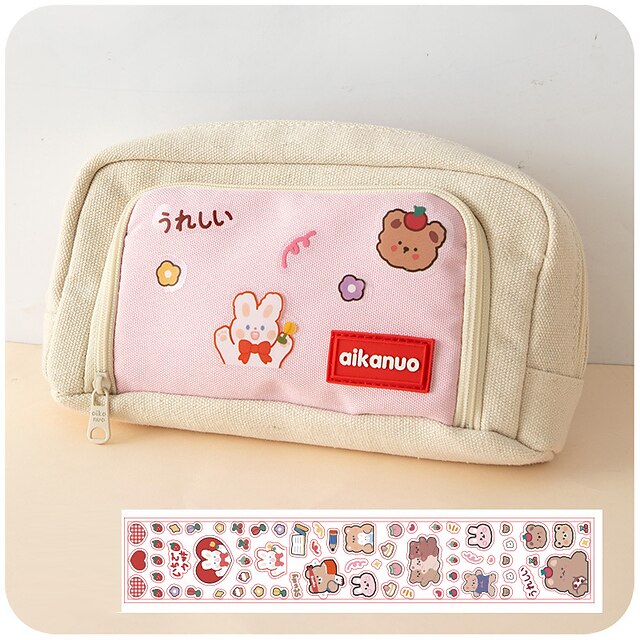 Consumer Electronics Stationery | Pencil Case Pen Pouch Marker Bag Cartoon Wear-Resistant Multifunction Canvas for School Office