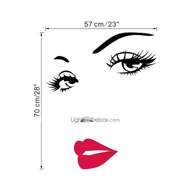 Home & Garden Home Decor | Sexy Red Lips Face Eyes Red Lip Home Decoration Wall Decal Wall Stickers 57*70cm For Living Room Bedr