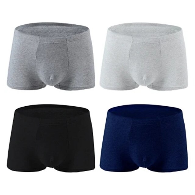 Mens Clothing Mens Bottoms | Mens Plus Size Layered Basic Simple Pure Color Basic Panties Boxers Underwear High Elasticity Mid W