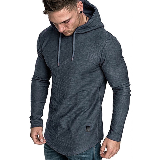 Mens Clothing Mens Hoodies & Sweatshirts | cross-border 2020 new fashion leather stitching mens slub cotton long-sleeved t-shirt