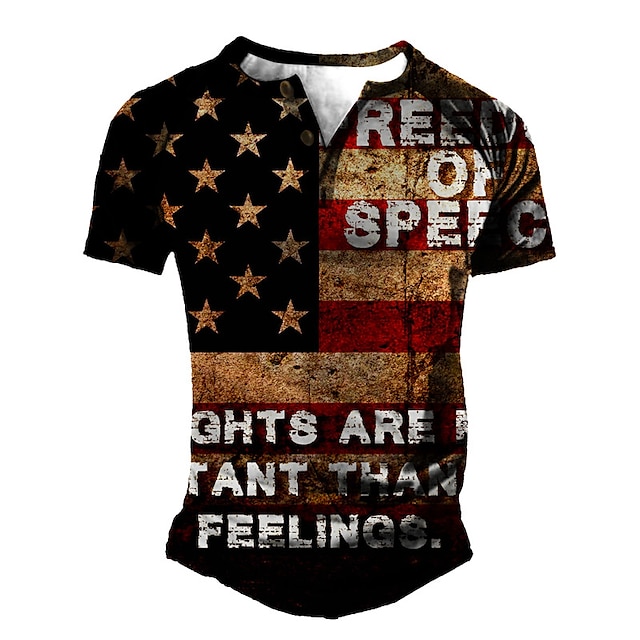 Mens Clothing Mens Tees & Tank Tops | Mens Henley Shirt Tee T shirt 3D Print Graphic National Flag Plus Size Henley Daily Sports