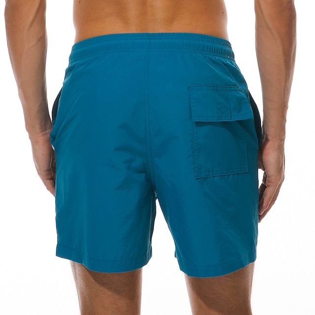  Men's Swim Trunks Swim Shorts Quick Dry Board Shorts Bathing Suit Drawstring Mesh Lining with Pockets Swimming Surfing Beach Water Sports Solid Colored Summer