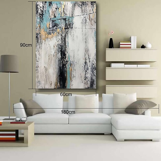 Home & Garden Wall Art | Oil Painting Handmade Hand Painted Wall Art Abstract Modern Light Blue Cool Large Heavy Oils Home Decor