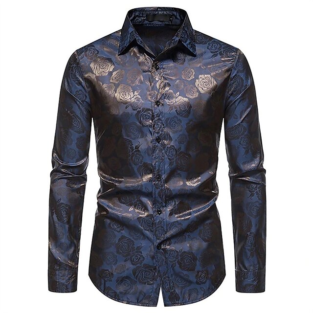 Mens Clothing Mens Shirts | Mens Shirt Floral Graphic Turndown Casual Daily Button-Down Long Sleeve Tops Casual Fashion Breathab