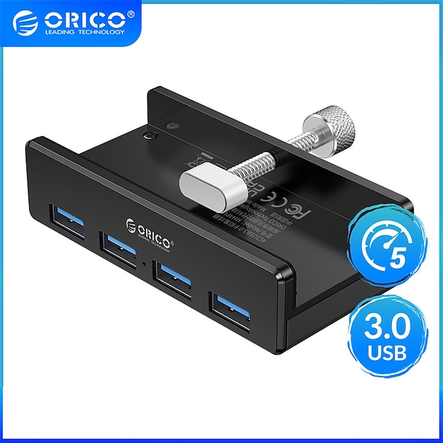  ORICO USB 3.0 Hubs 4 Hamnar 4-IN-1 Höghastighets LED-indikator USB-nav med USB3.0*4 5V / 2A Kraftleverans Till Bärbar dator PC Surfplatta