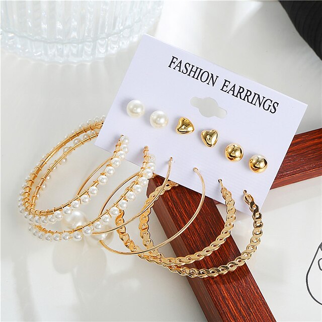 Shoes & Bags Fashion Accessories | 6 Pairs Earrings For Womens Gift Daily Date Gold Plated Classic Fashion - SZ98734