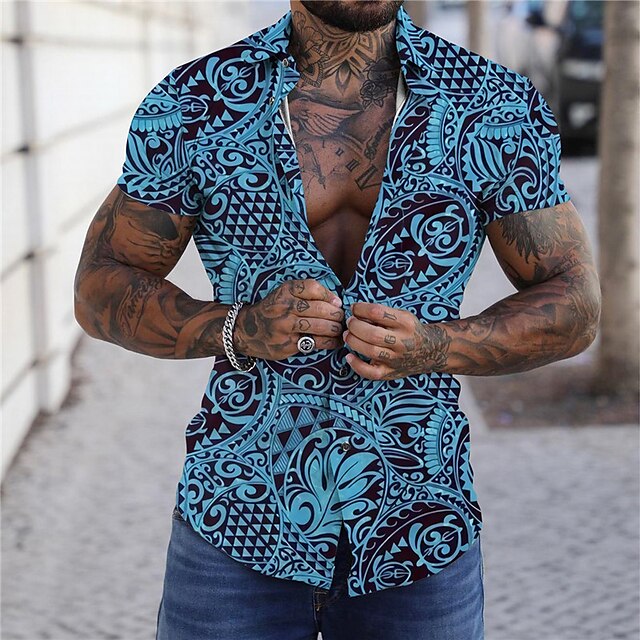 Mens Clothing Mens Shirts | Mens Shirt Print Floral Turndown Street Casual Button-Down Print Short Sleeve Tops Designer Casual F