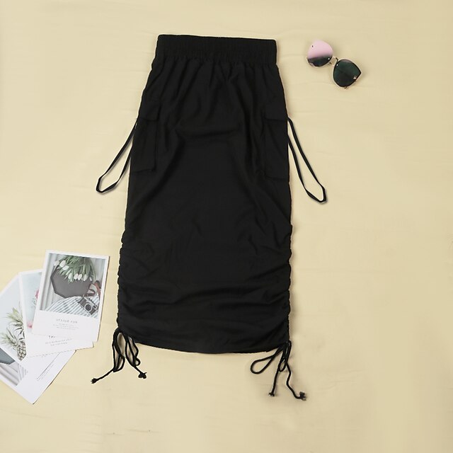 Womens Clothing Womens Bottoms | Womens Fashion Skirts Vacation Casual / Daily Solid Colored Drawstring White Black S M L - KE45