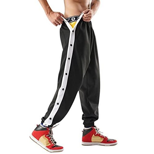 Red Basketball Men's Snap Side Warm up Running Exercise Jogging Track Field Pant 