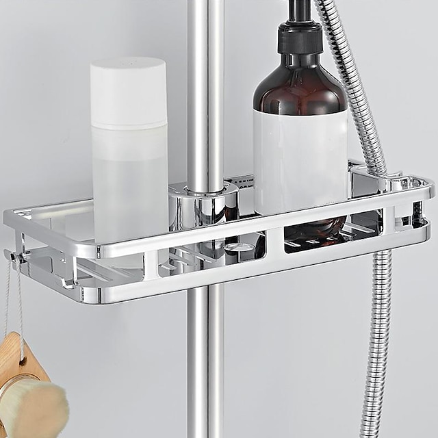  подставка для ванной комнаты стеллаж для хранения антибактериальный органайзер прямоугольный подъемный стержень без сверления полка для душа подъемная съемная практичная стойка для ванной стеллаж для