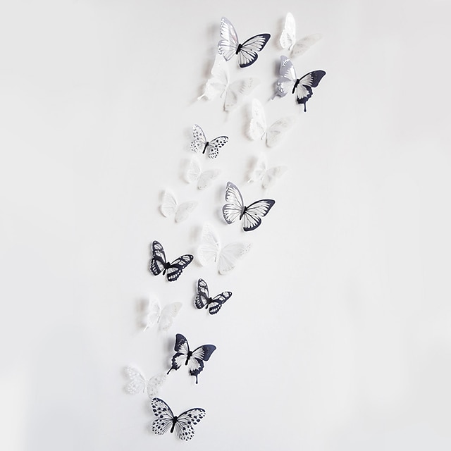 Home & Garden Home Decor | 5sets 18pcs/set Black and White Crystal Butterflies Wall Sticker For Kids Rooms Art Mural Refrigerato