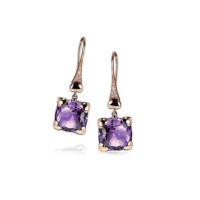 Shoes & Bags Fashion Accessories | May polly New love shaped European and American 14K Rose gold-plated Amethyst Earrings - MD81