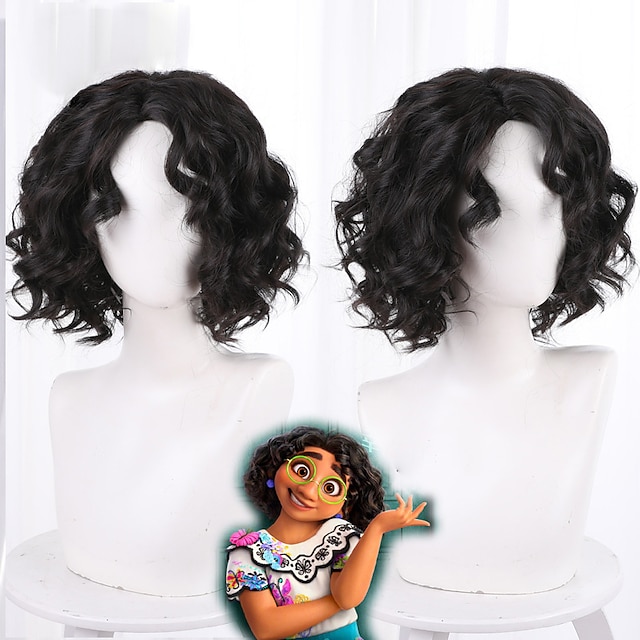 Beauty & Hair Wigs & Hair Pieces | Encanto Mirabel Cosplay Wigs Womens Asymmetrical 35 inch Heat Resistant Fiber Afro Curly Blac