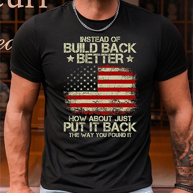 Veterans Day Men's Patriot Patriotic Veteran Graphic Letter National Flag T shirt Casual Style Cotton Short Sleeve Graphic Shirt Wine Black White Comfortable Tee Street Casual Fashion Designer 8