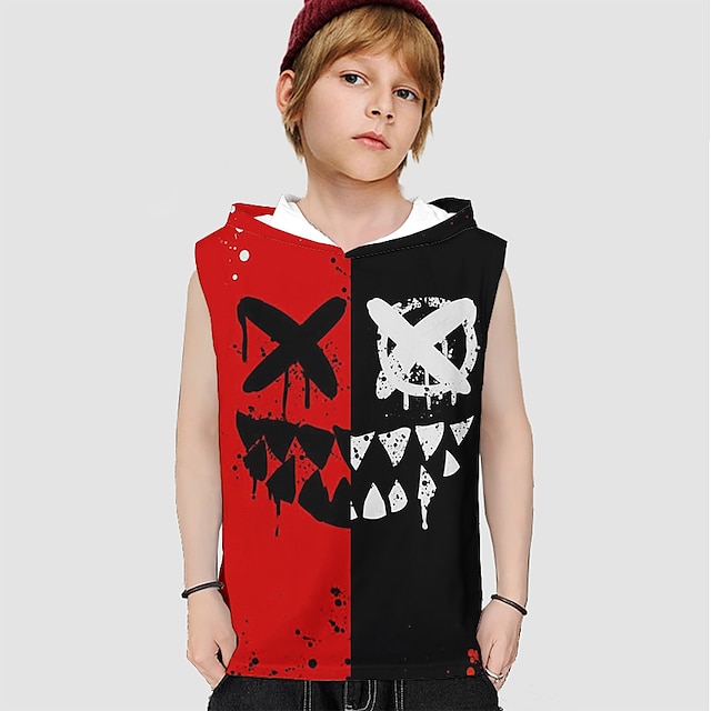 Baby & Kids Boys Clothing | Kids Boys Tank Sleeveless 3D Print Graphic Purple Red Children Tops Spring Summer Daily Sports Daily