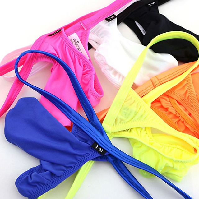 Men's Solid Colored G-strings & Thongs Panties Stretchy 1 PC Underwear ...