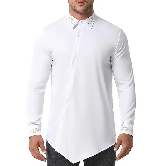 Mens Clothing Mens Shirts | Mens Shirt Hot Stamping Solid Color Turndown Street Casual Button-Down Print Long Sleeve Tops Casual